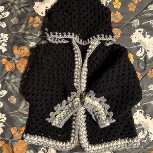 Handmade Black and Gray Crochet Jacket